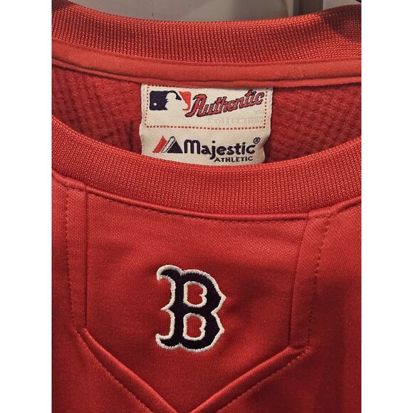 Boston Red Sox Pullover Mens Large Red Therma Majestic Authentic Collection75 - Picture 2 of 5